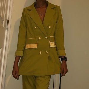 Pale Olive Triple Breasted Oversized Blazer